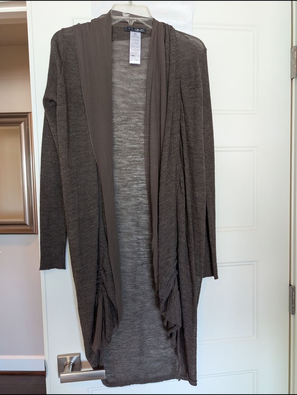 Liu Jo Wool & Silk Brown Draped Open-Front Cardigan